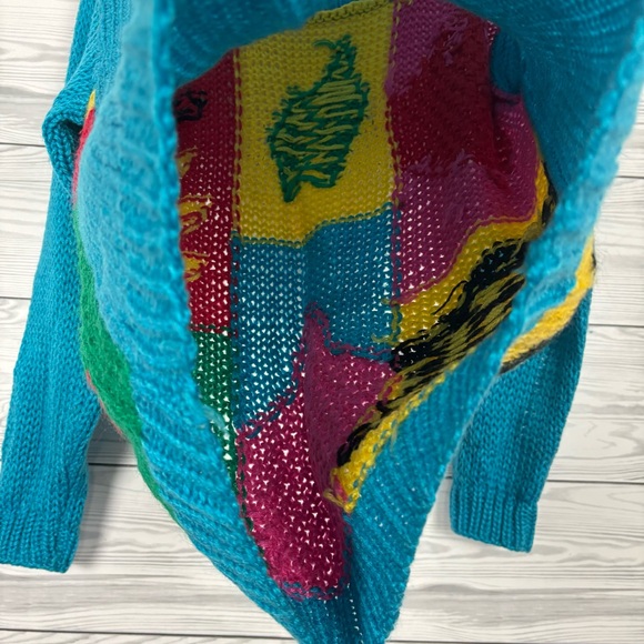 Vintage 80’s One Step Up Hand Knit Acrylic Colorblock Sweater Size Large - Picture 10 of 10